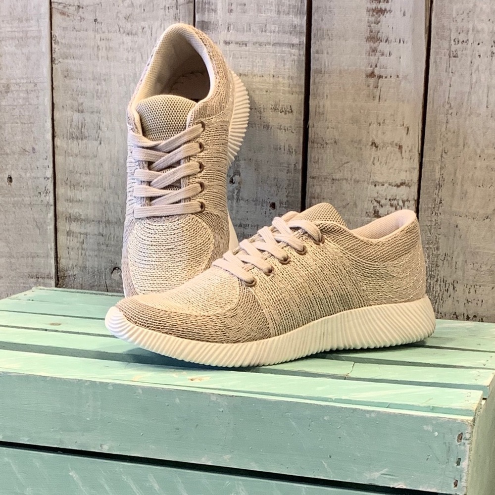 Shimmery Beige Sneakers